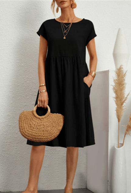 Summer Short Sleeve Midi Dress for Women