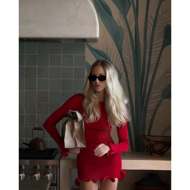 Ruffle Slim Waist Dress for Women