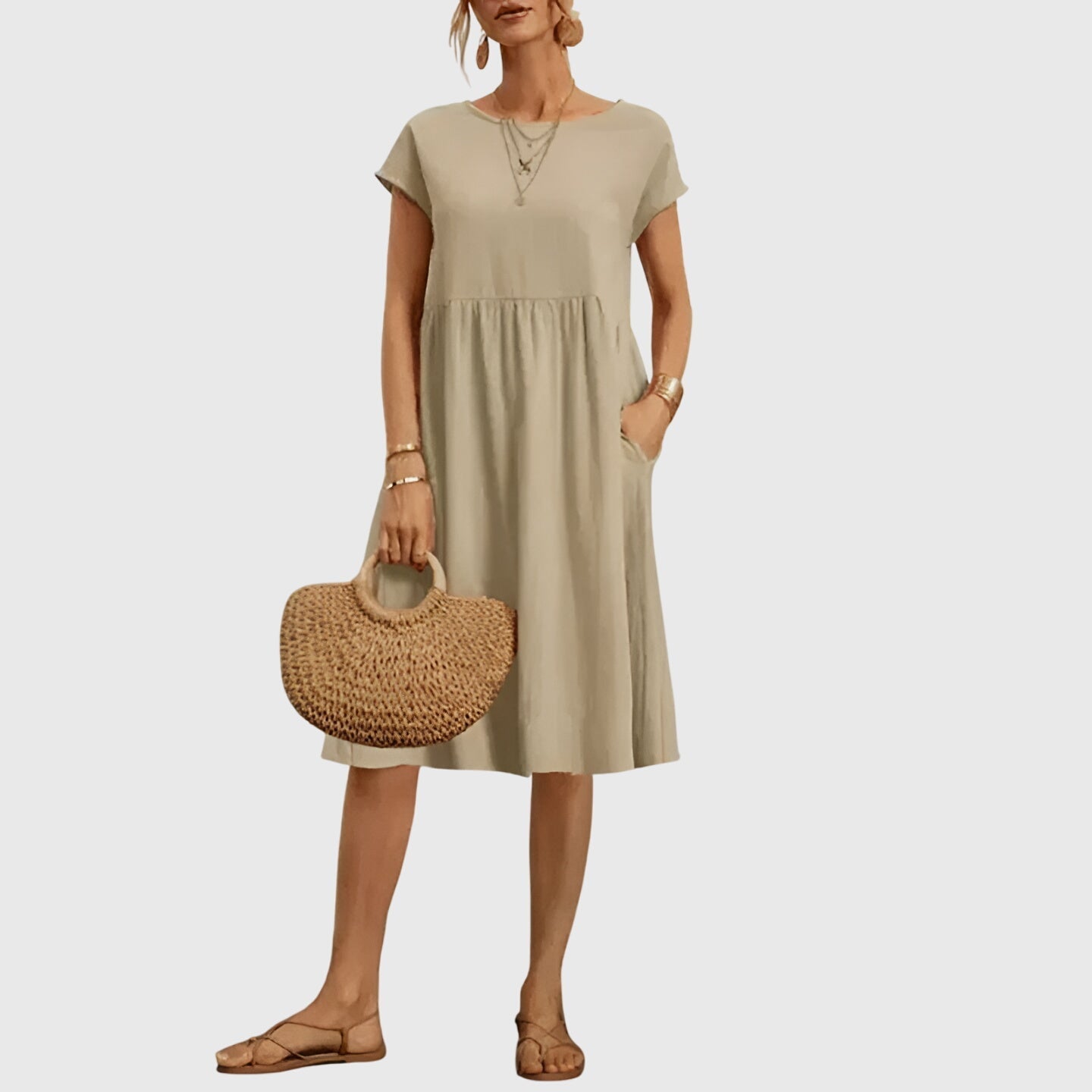 Short Sleeve Midi Dress for Women
