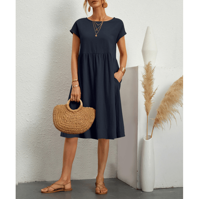 Summer Short Sleeve Midi Dress for Women
