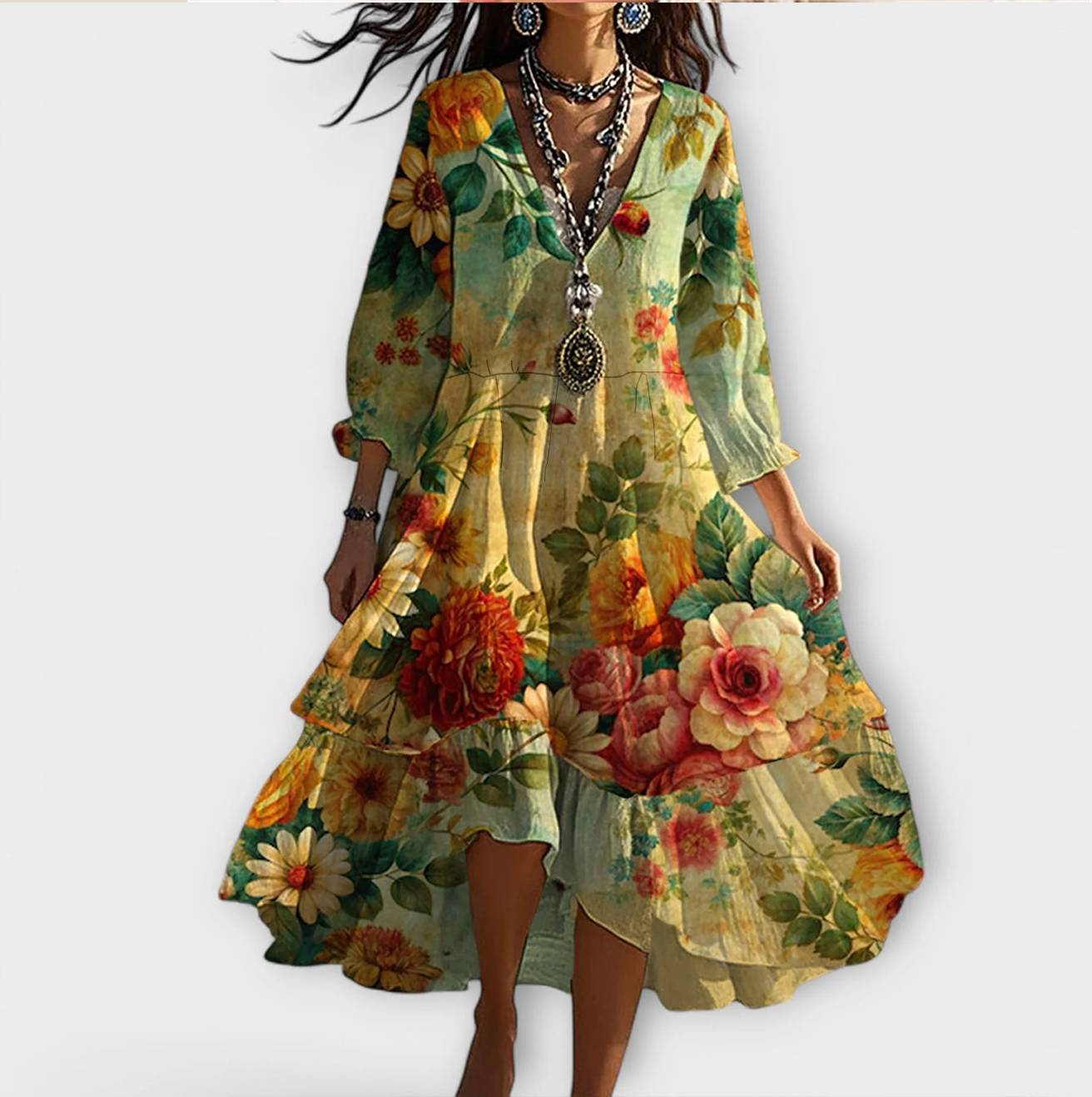 Floral Tiered Maxi Dress for Women