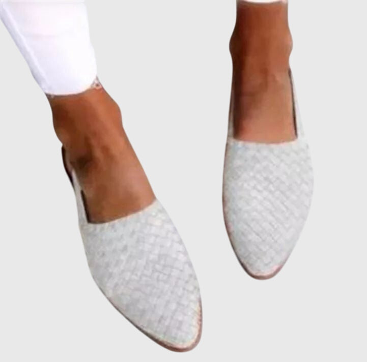 Woven Open Toe Slip-On Flats for Women
