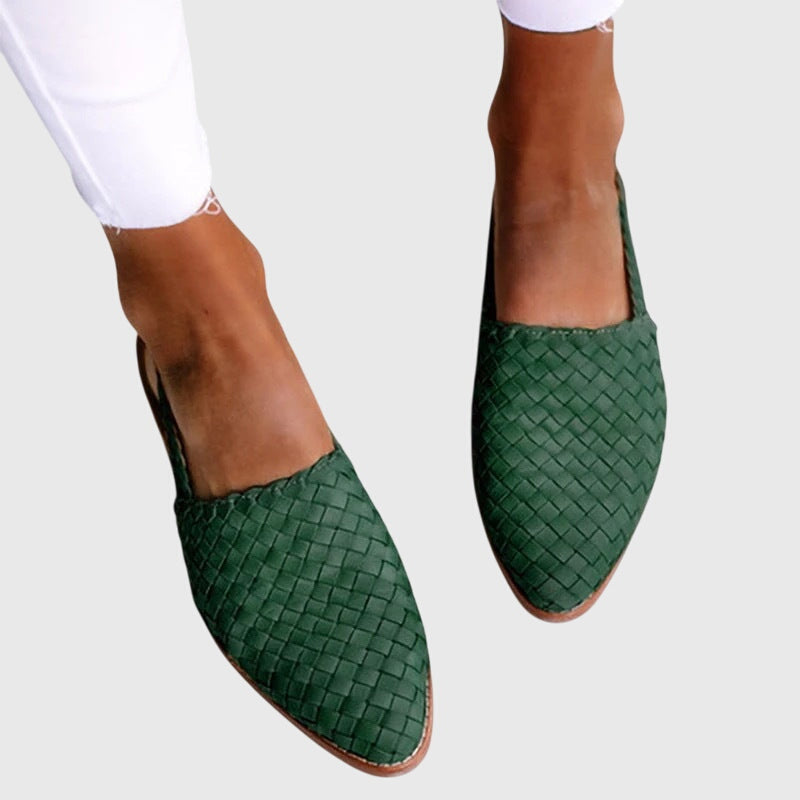 Woven Open Toe Slip-On Flats for Women