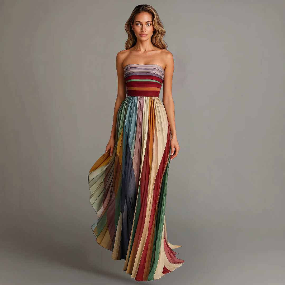 Pleated Strapless Maxi Dress for Women