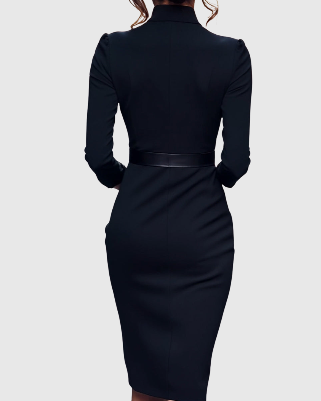 Belted Long Sleeve Midi Dress for Women