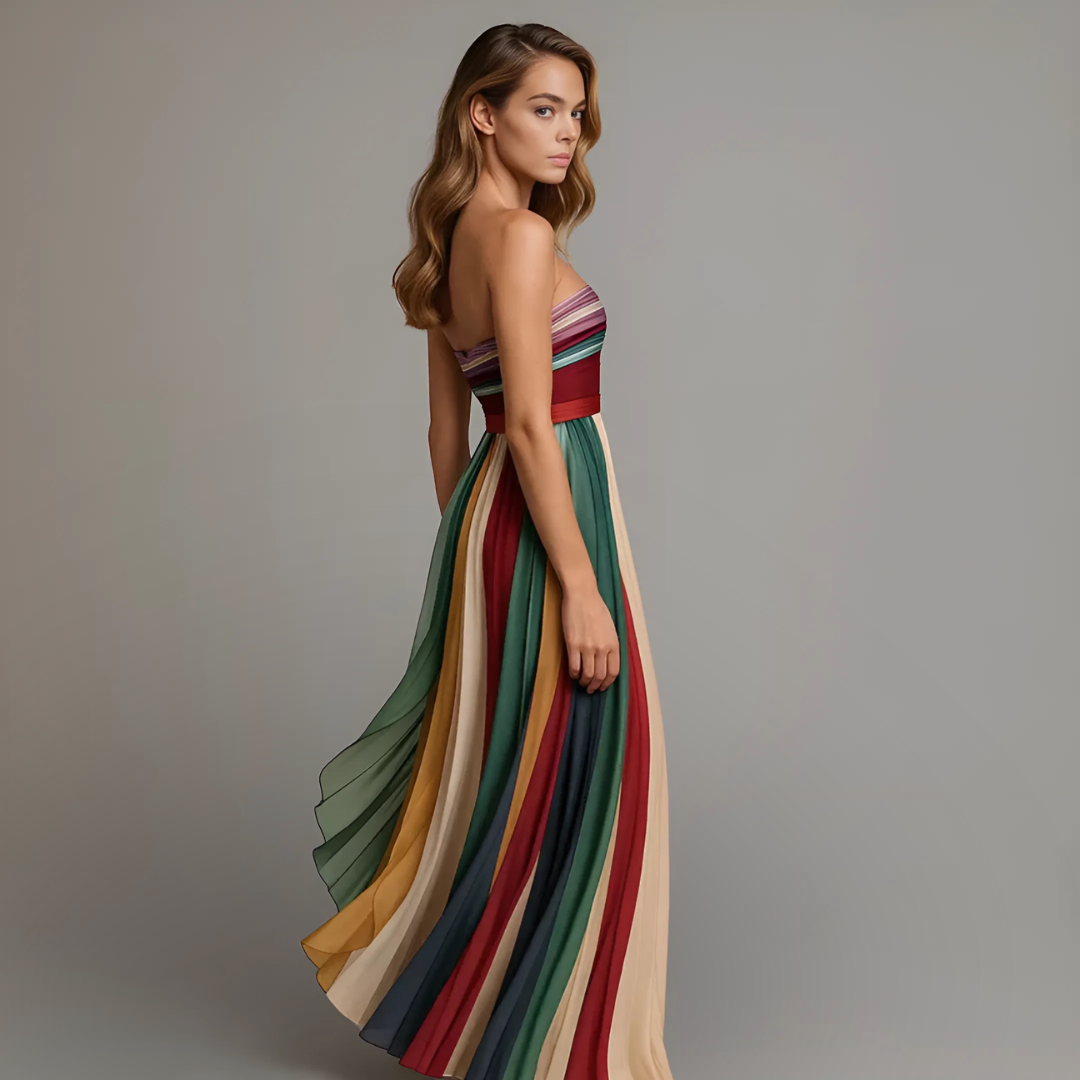 Pleated Strapless Maxi Dress for Women