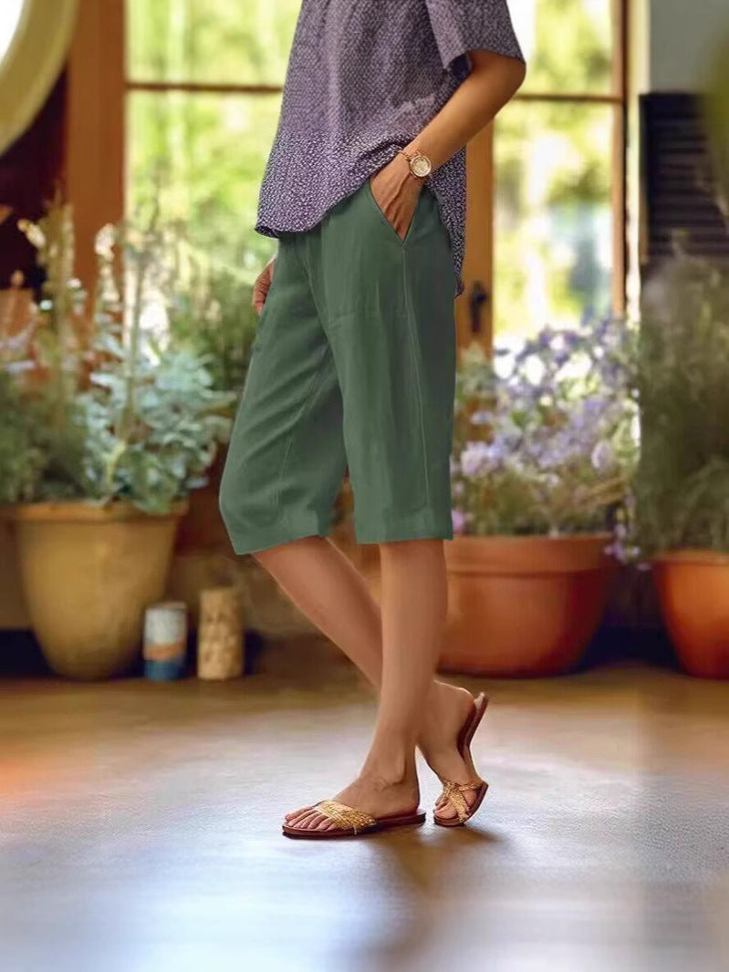 Straight Leg Knee-Length Shorts for Women