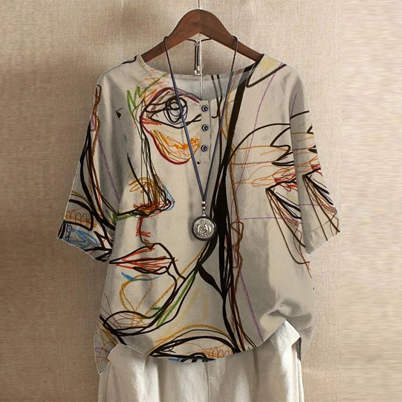 Oversized Floral Print Blouse for Women