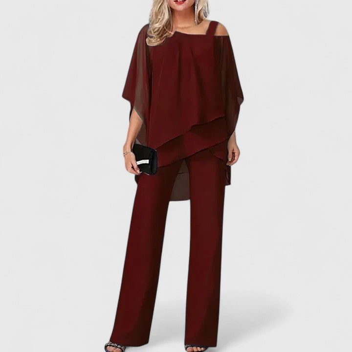 Wide Leg Overlay Pant Set for Women