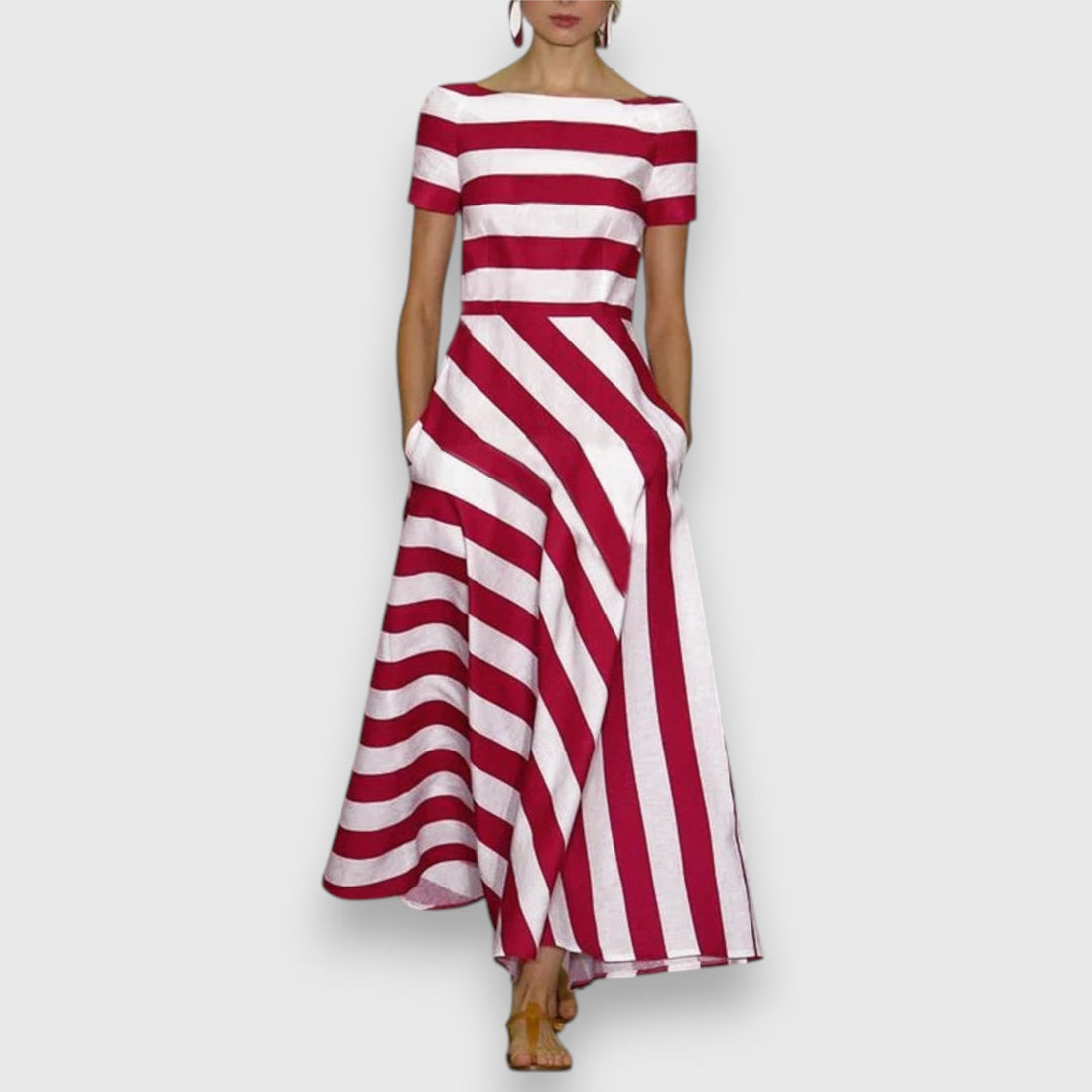 Striped Short Sleeve Maxi Dress for Women