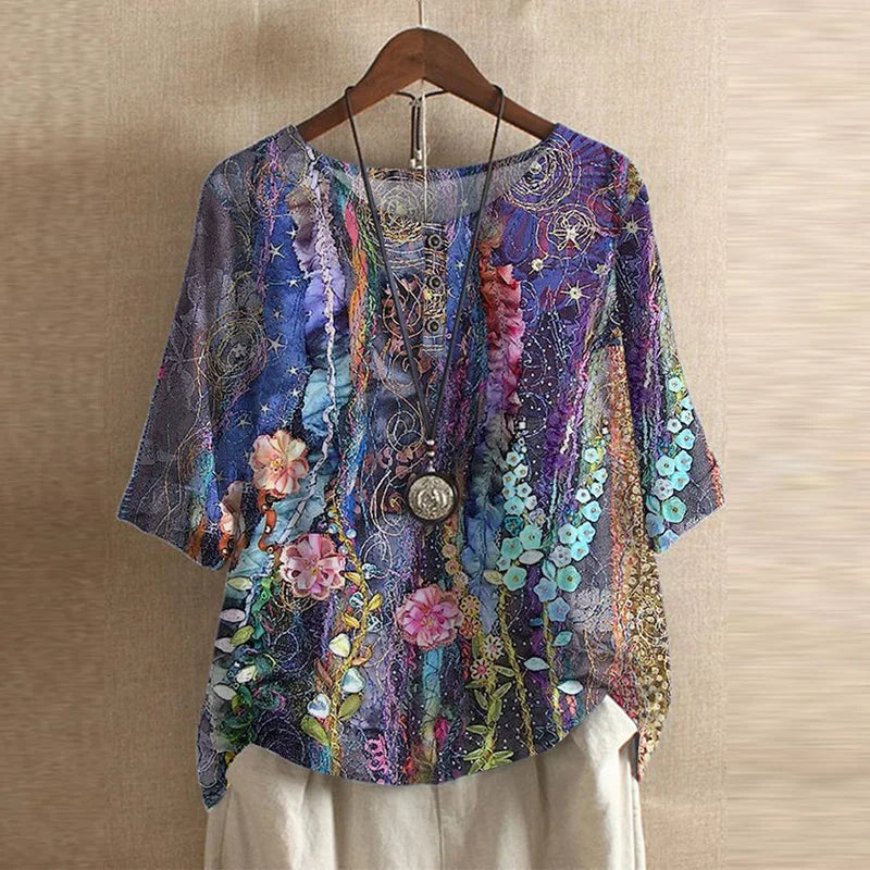 Oversized Floral Print Blouse for Women