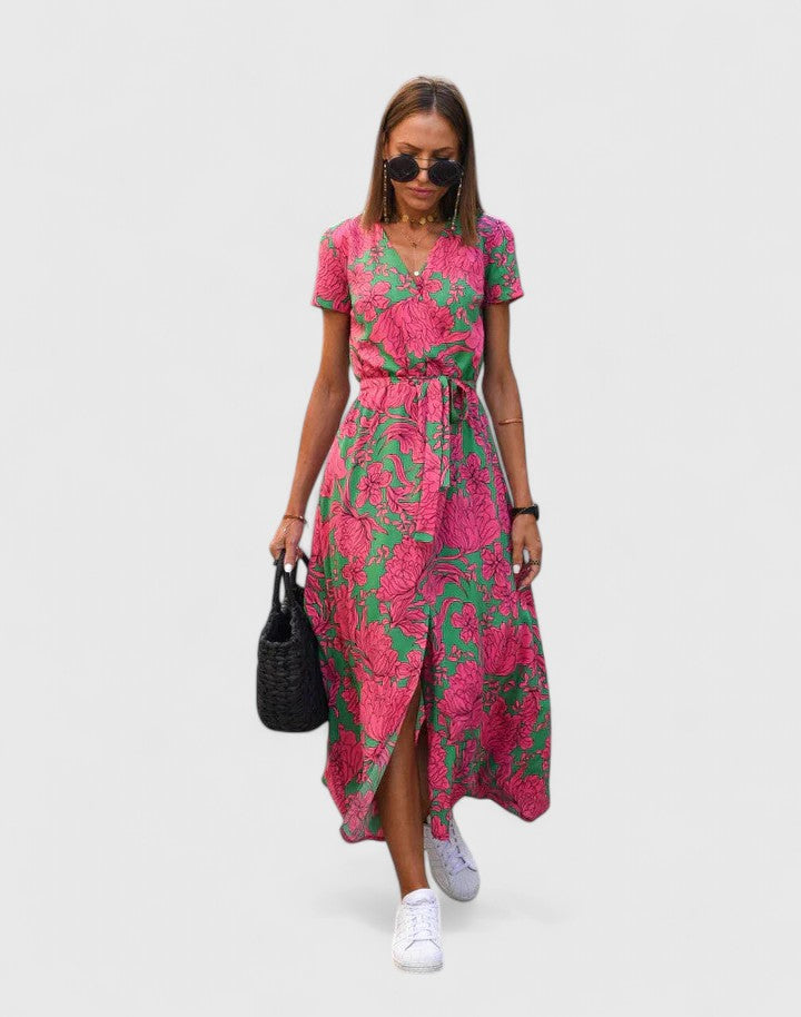 Polka Dot Wrap Midi Dress for Women