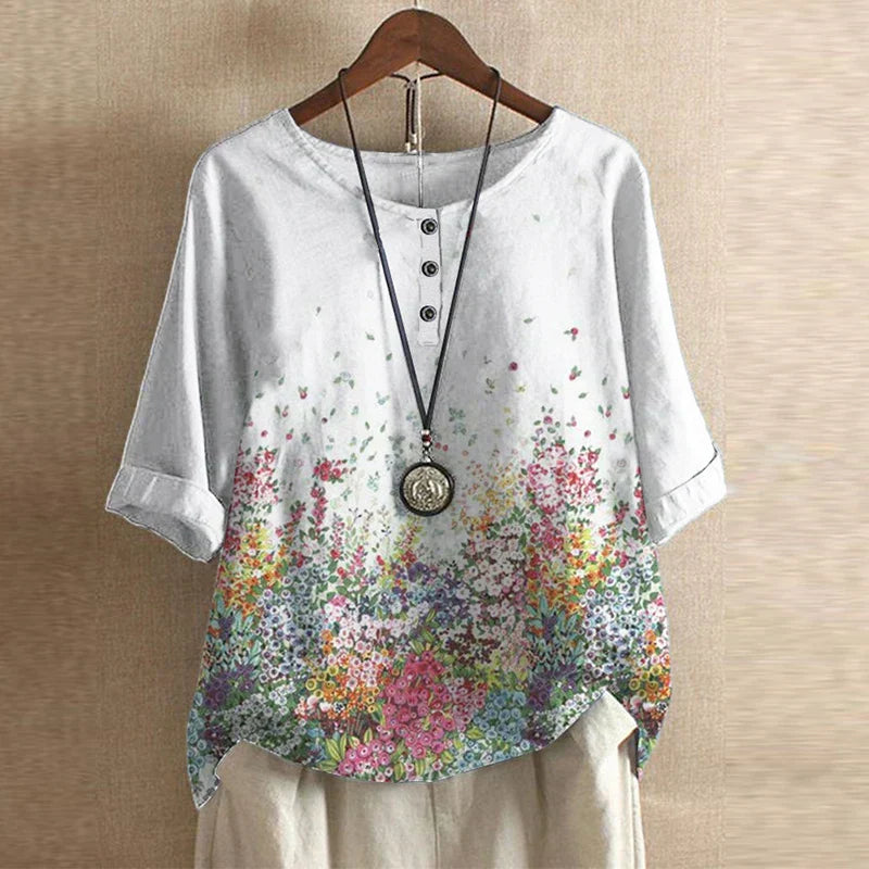 Oversized Floral Print Blouse for Women