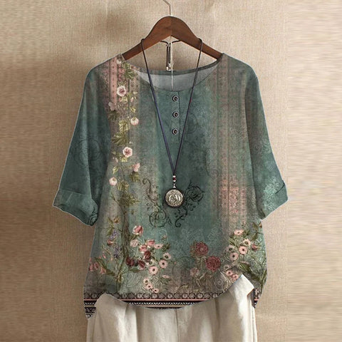 Oversized Floral Print Blouse for Women