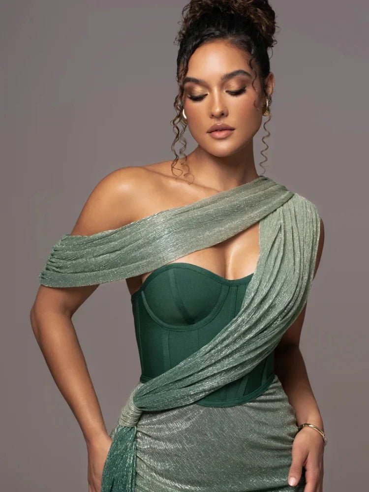 Glitter Backless Evening Maxi Dress for Women
