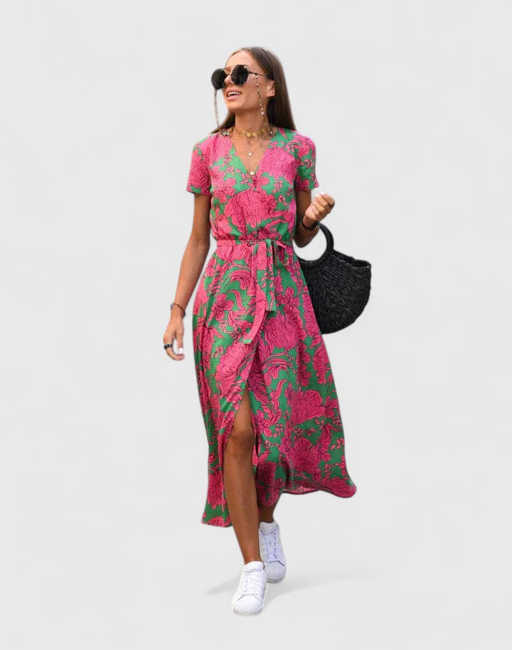 Polka Dot Wrap Midi Dress for Women