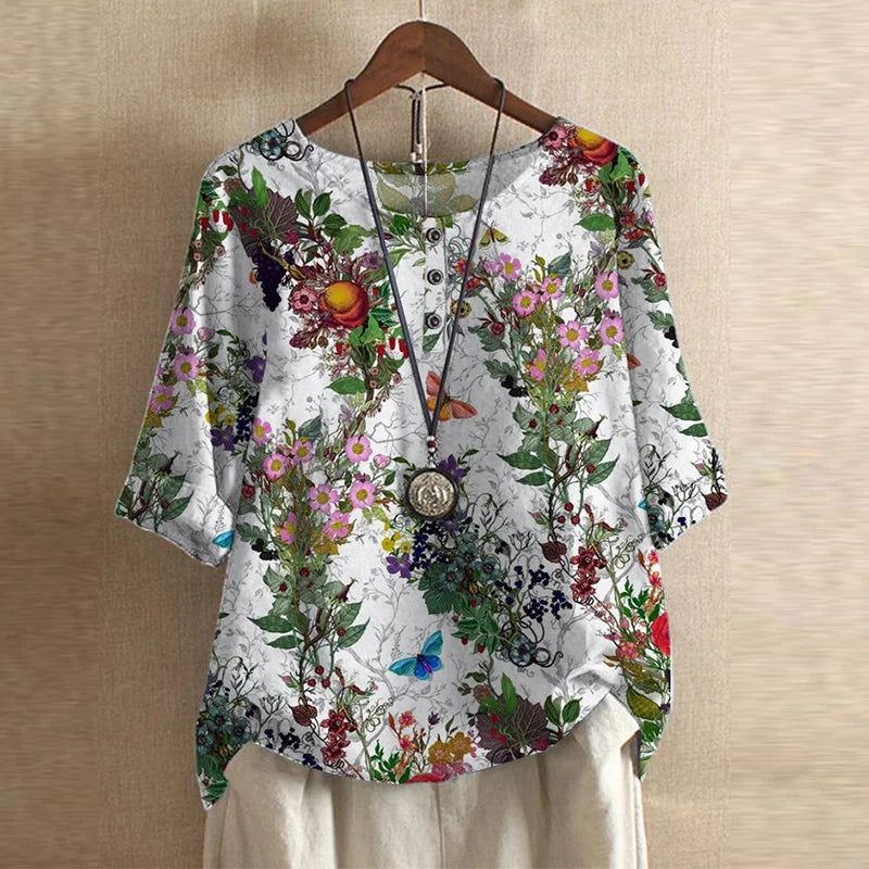 Oversized Floral Print Blouse for Women