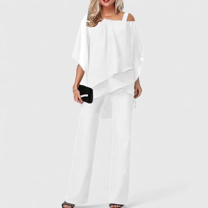 Wide Leg Overlay Pant Set for Women