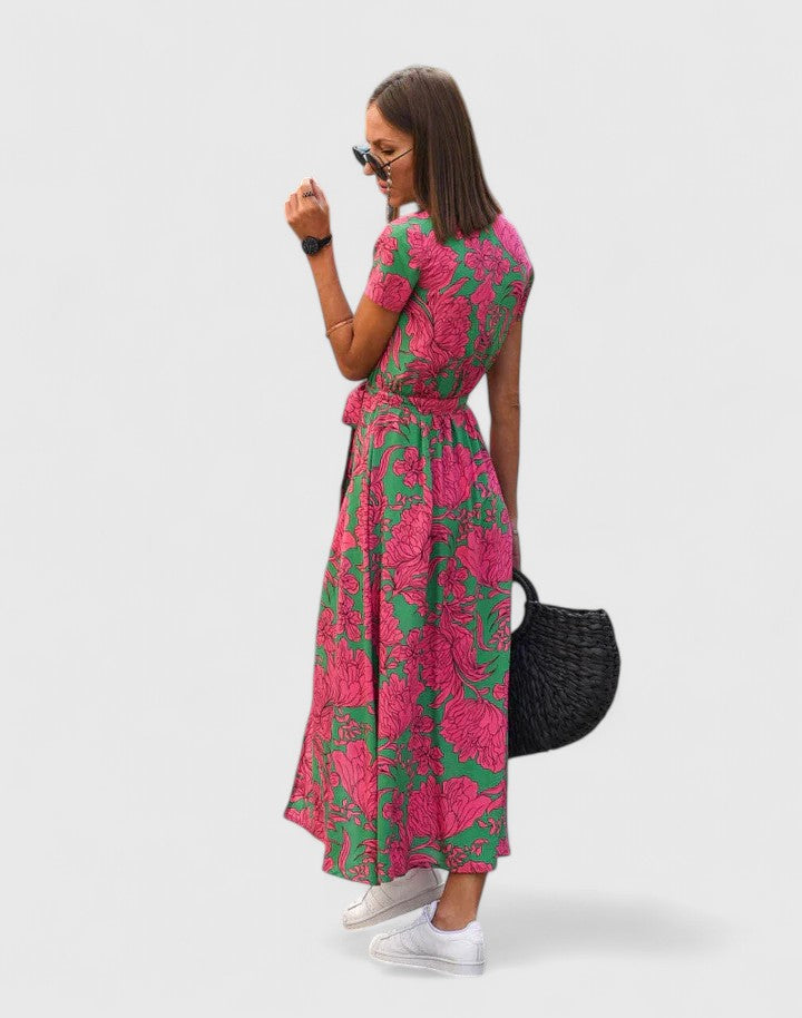Polka Dot Wrap Midi Dress for Women