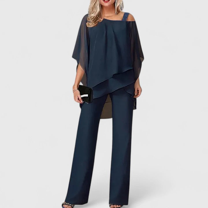 Wide Leg Overlay Pant Set for Women
