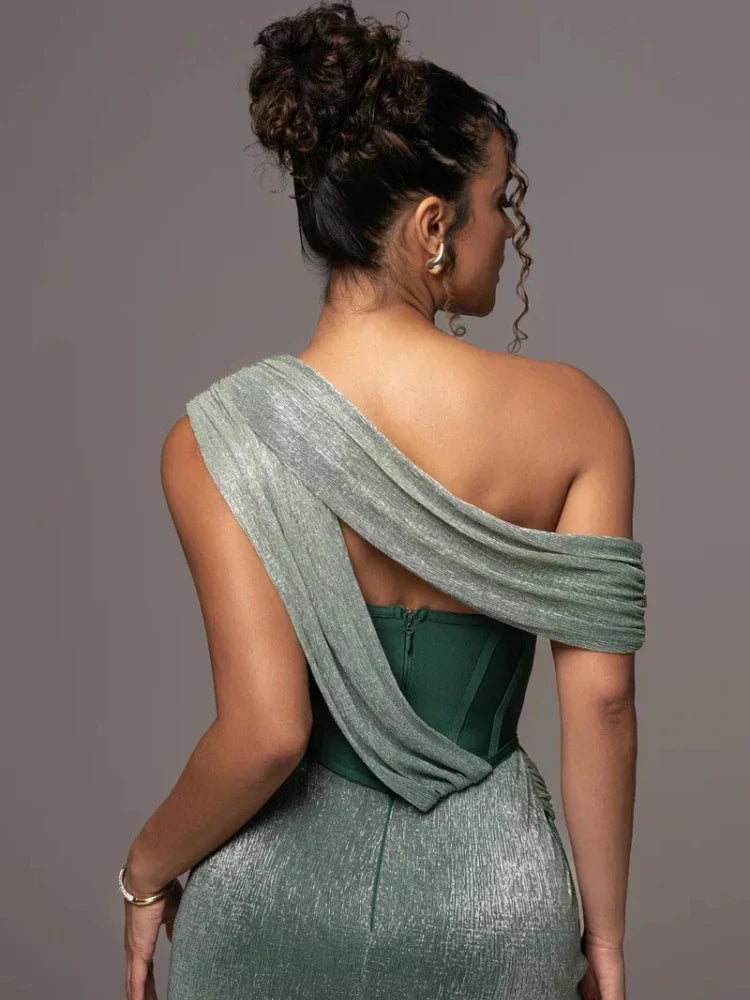 Glitter Backless Evening Maxi Dress for Women