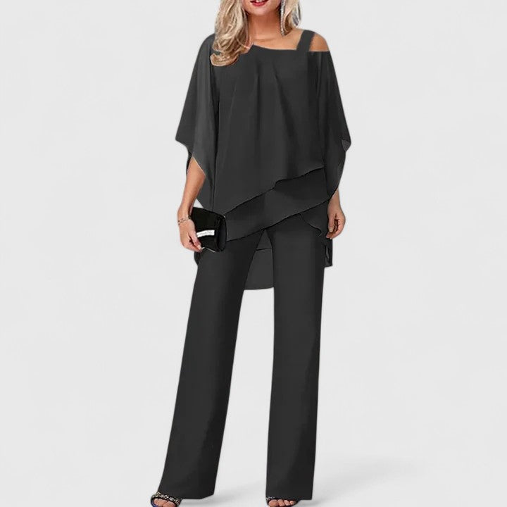 Wide Leg Overlay Pant Set for Women