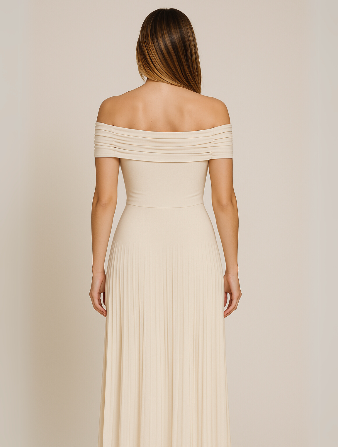 Off-Shoulder Pleated Maxi Dress for Women