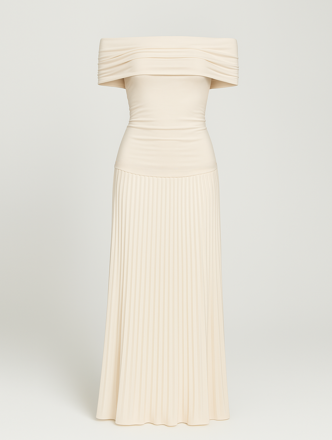 Off-Shoulder Pleated Maxi Dress for Women