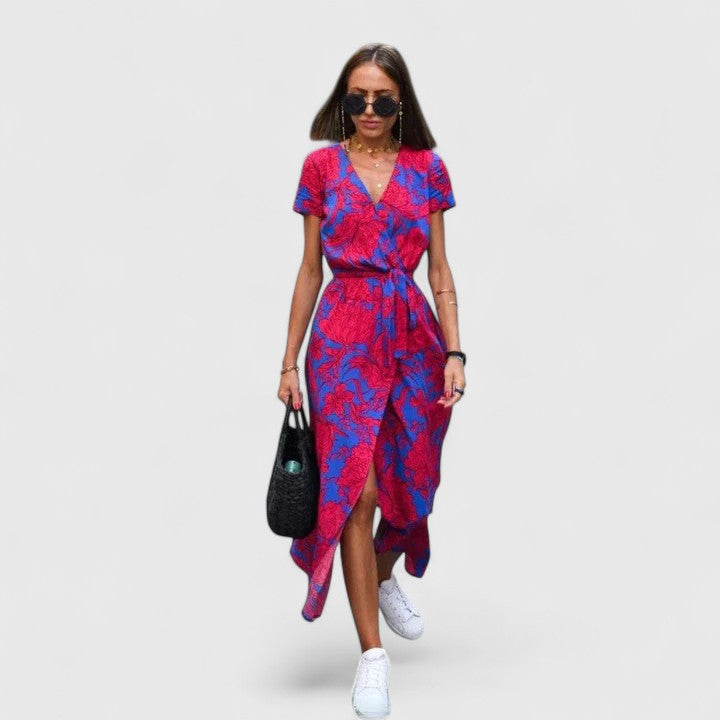 Polka Dot Wrap Midi Dress for Women