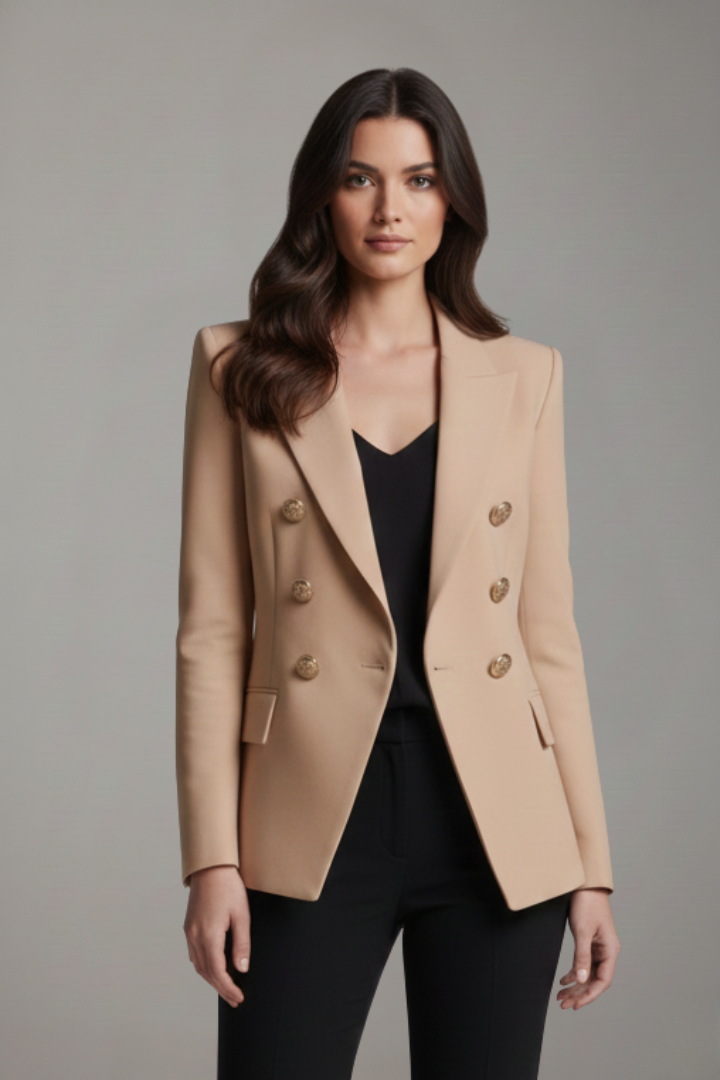 Double-Breasted Blazer with Gold-Tone Buttons for Women