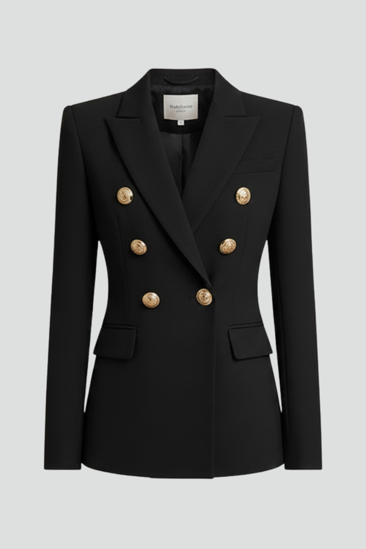 Double-Breasted Blazer with Gold-Tone Buttons for Women