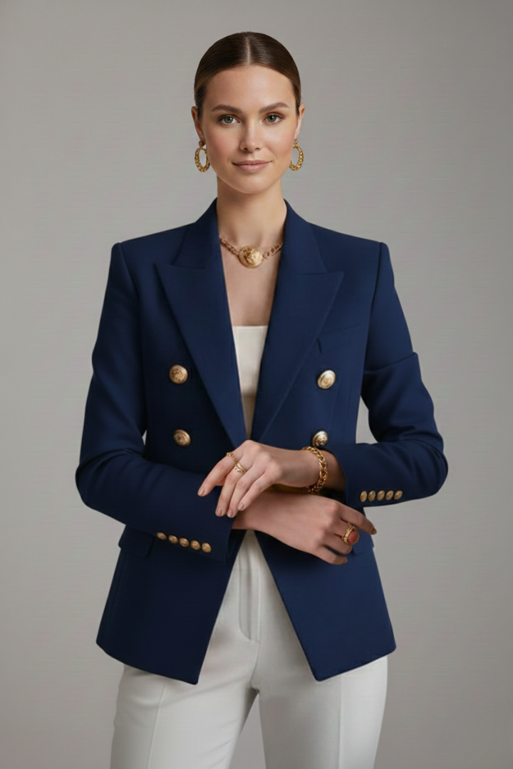 Double-Breasted Blazer with Gold-Tone Buttons for Women