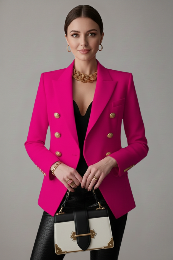 Double-Breasted Blazer with Gold-Tone Buttons for Women