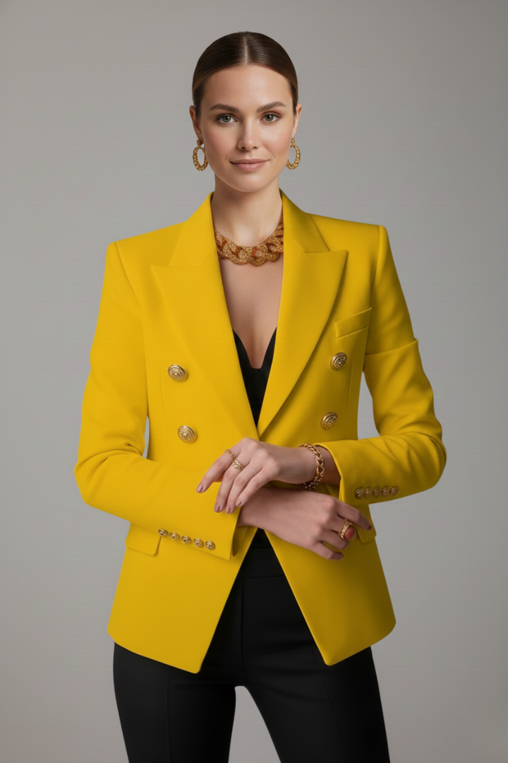 Double-Breasted Blazer with Gold-Tone Buttons for Women