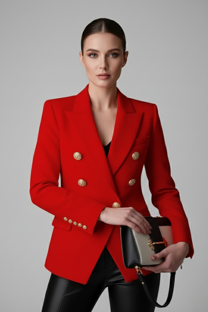 Double-Breasted Blazer with Gold-Tone Buttons for Women