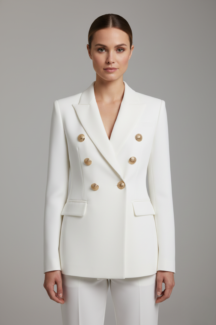 Double-Breasted Blazer with Gold-Tone Buttons for Women