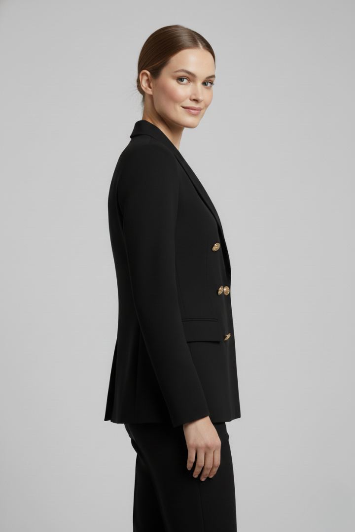 Double-Breasted Blazer with Gold-Tone Buttons for Women