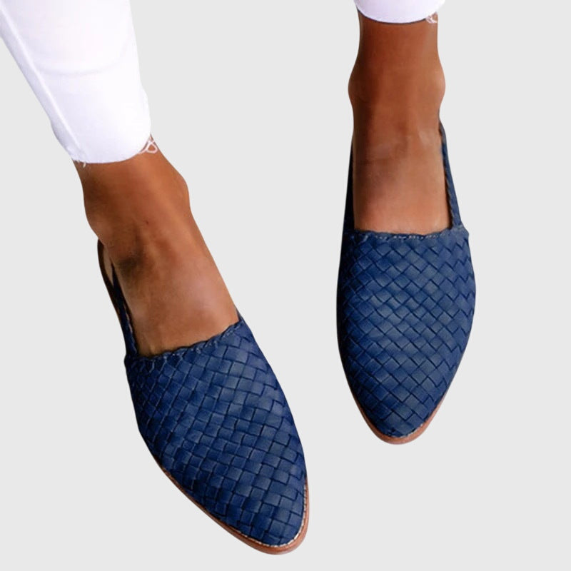 Woven Open Toe Slip-On Flats for Women