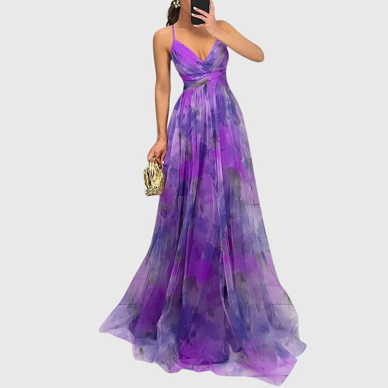 Floral Pleated Maxi Dress for Women