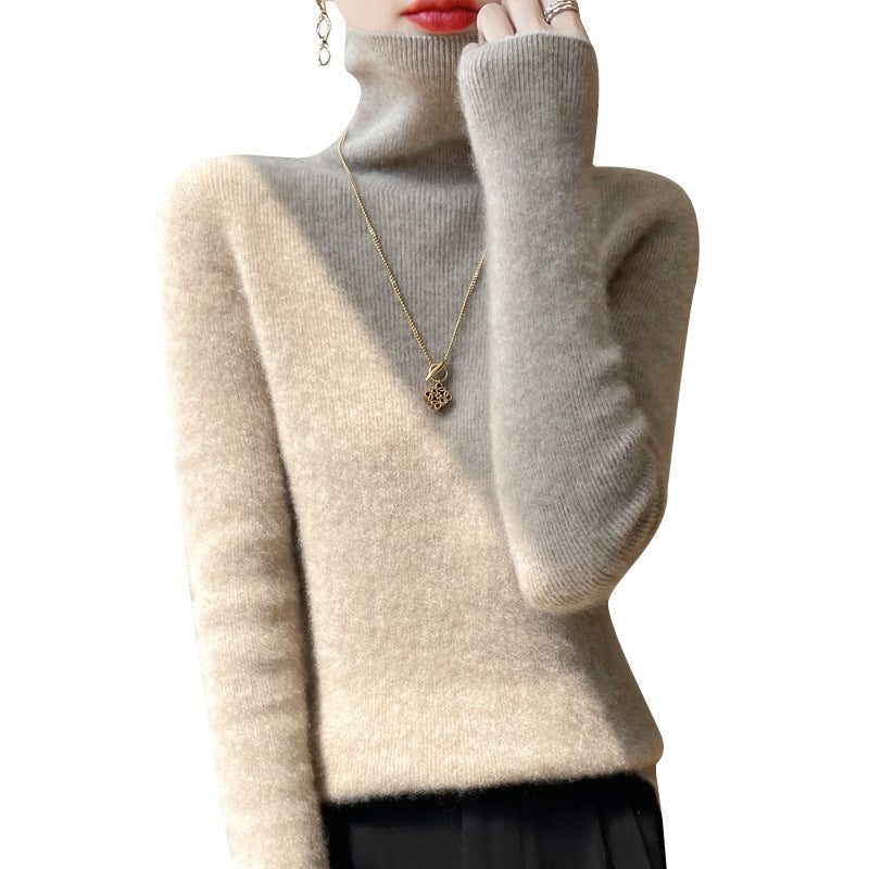 Angora Blend Ribbed Knit Turtleneck Sweater for Women - View 5