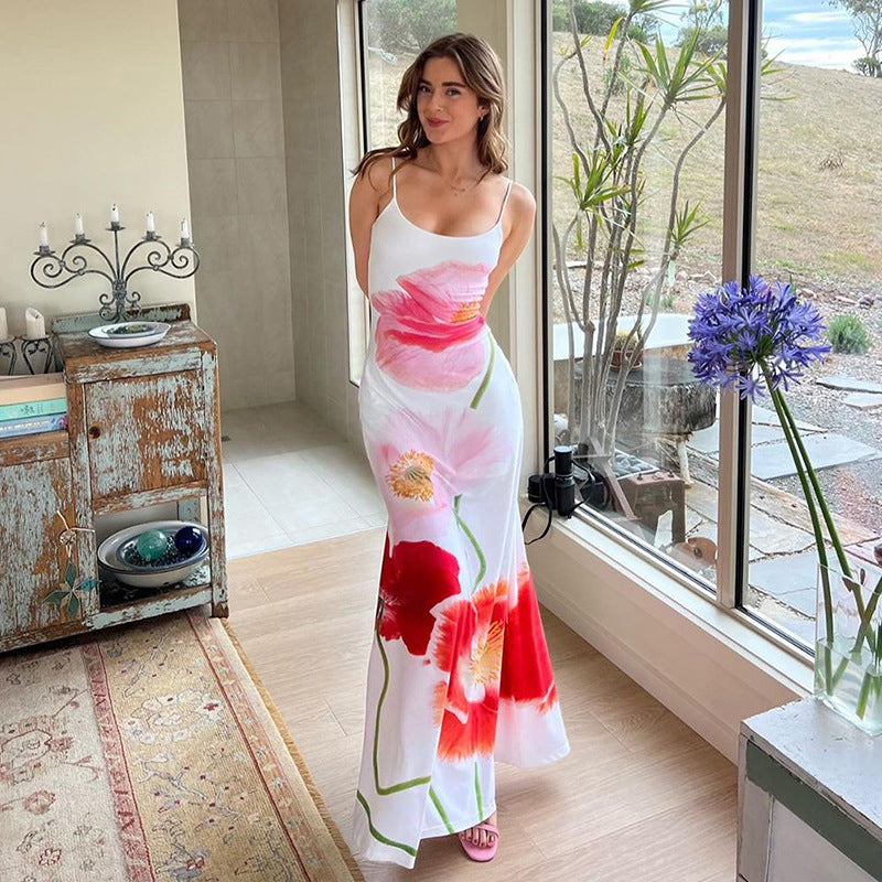 Floral Print Sleeveless Maxi Dress for Women