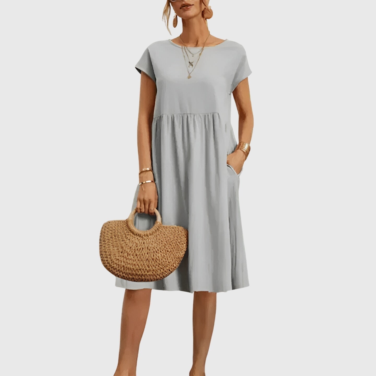 Short Sleeve Midi Dress for Women