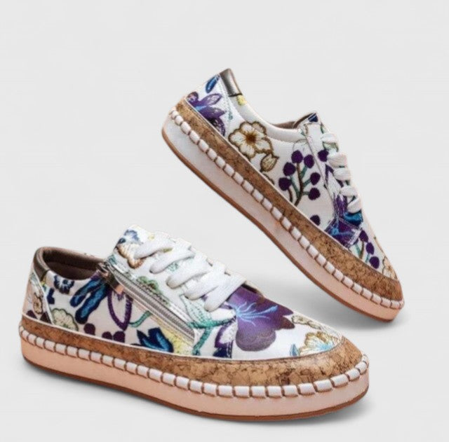 Floral Platform Lace-Up Sneakers for Women