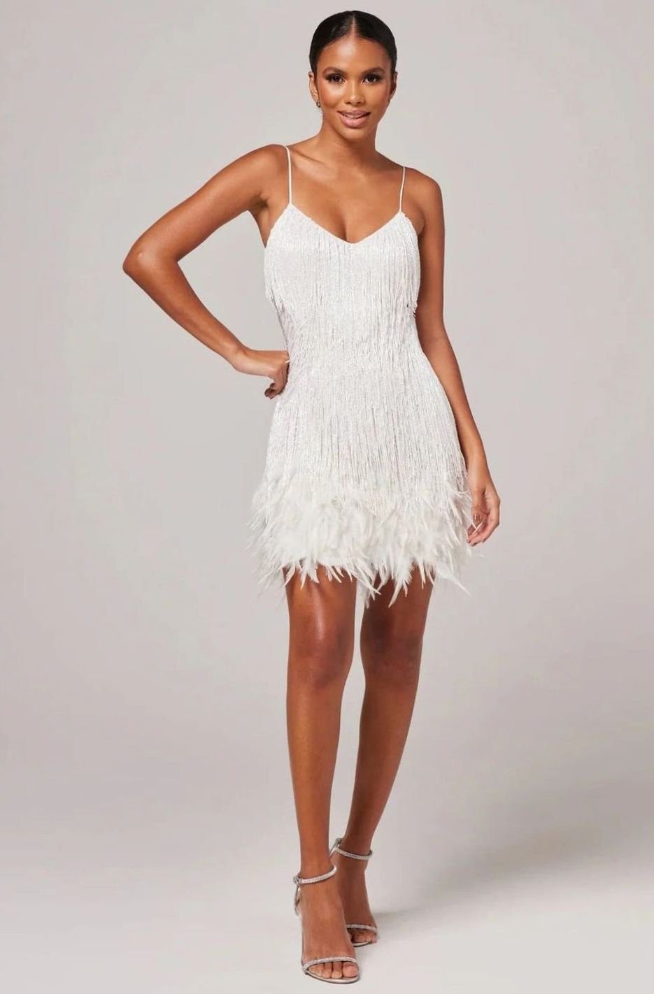 Beaded Fringe Spaghetti-Strap Mini Dress for Women