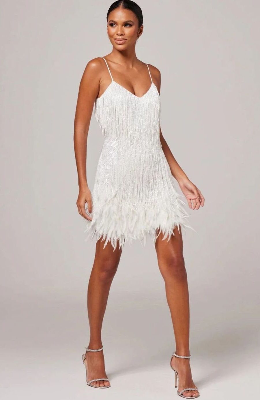 Beaded Fringe Spaghetti-Strap Mini Dress for Women - View 2