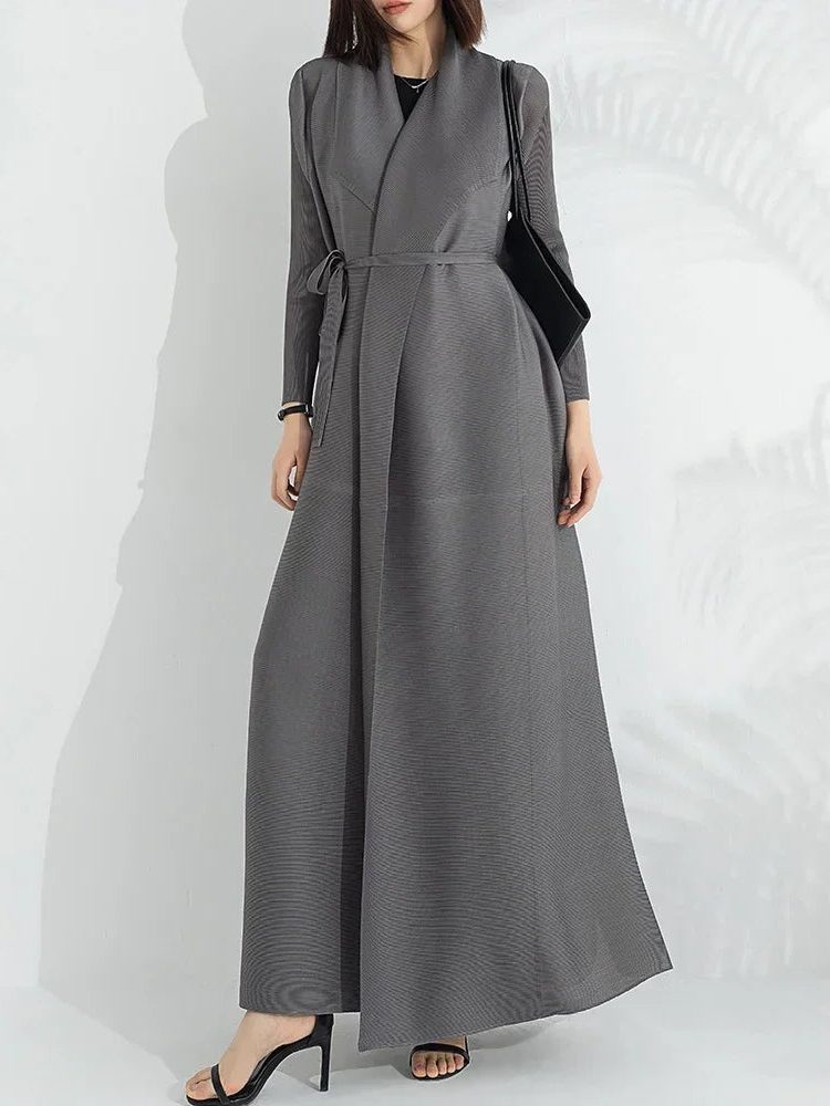 Belted A-Line Maxi Coat for Women