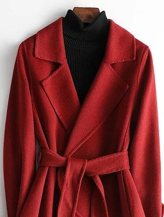 Belted A-Line Wrap Coat for Women