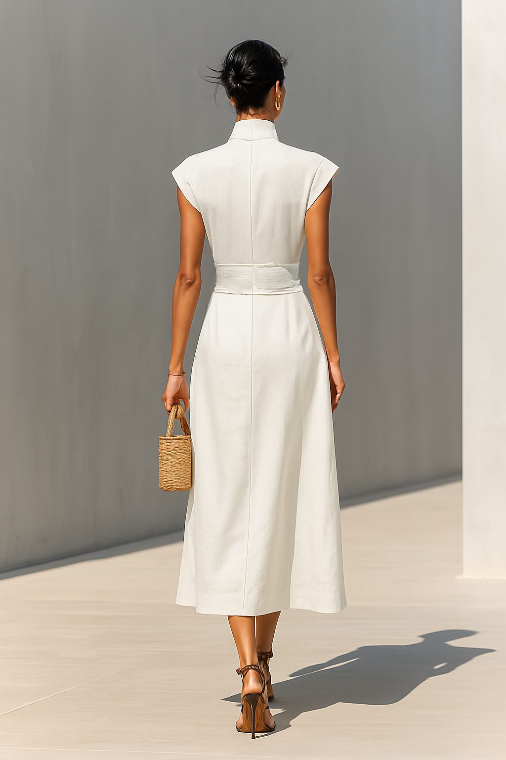Belted Lapel Maxi Dress for Women