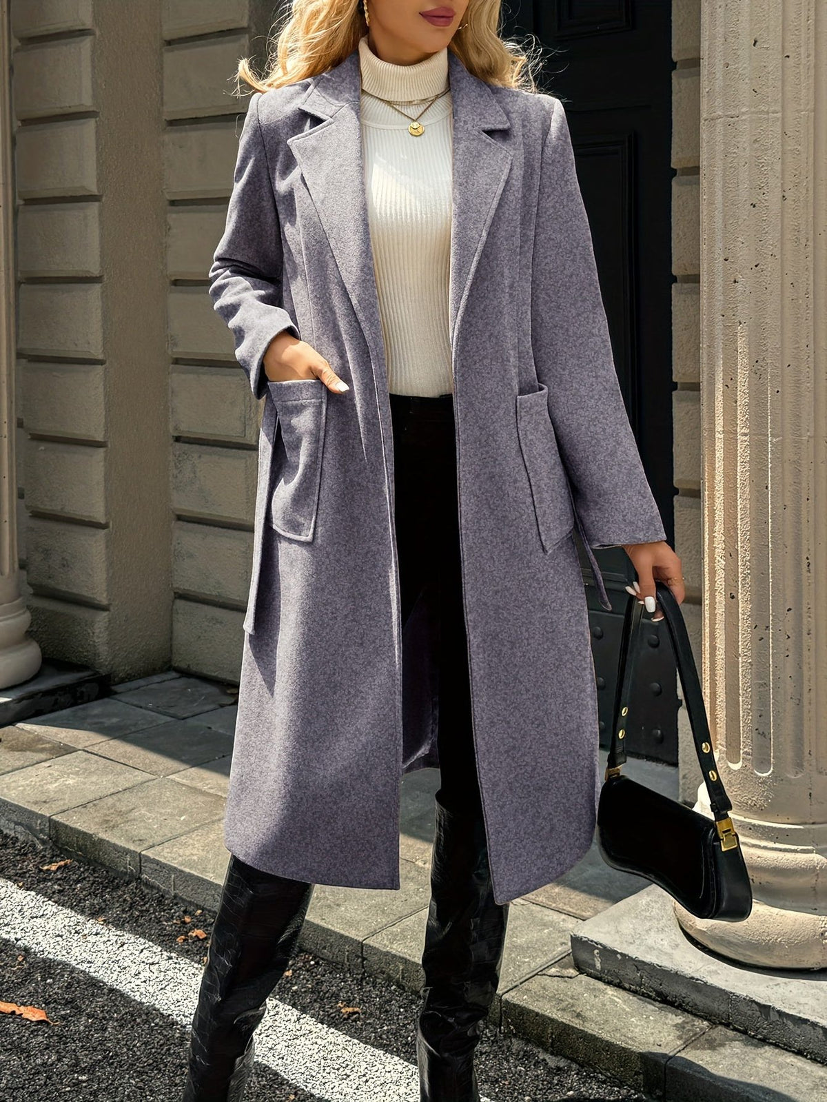 Belted Long Coat for Women - View 20
