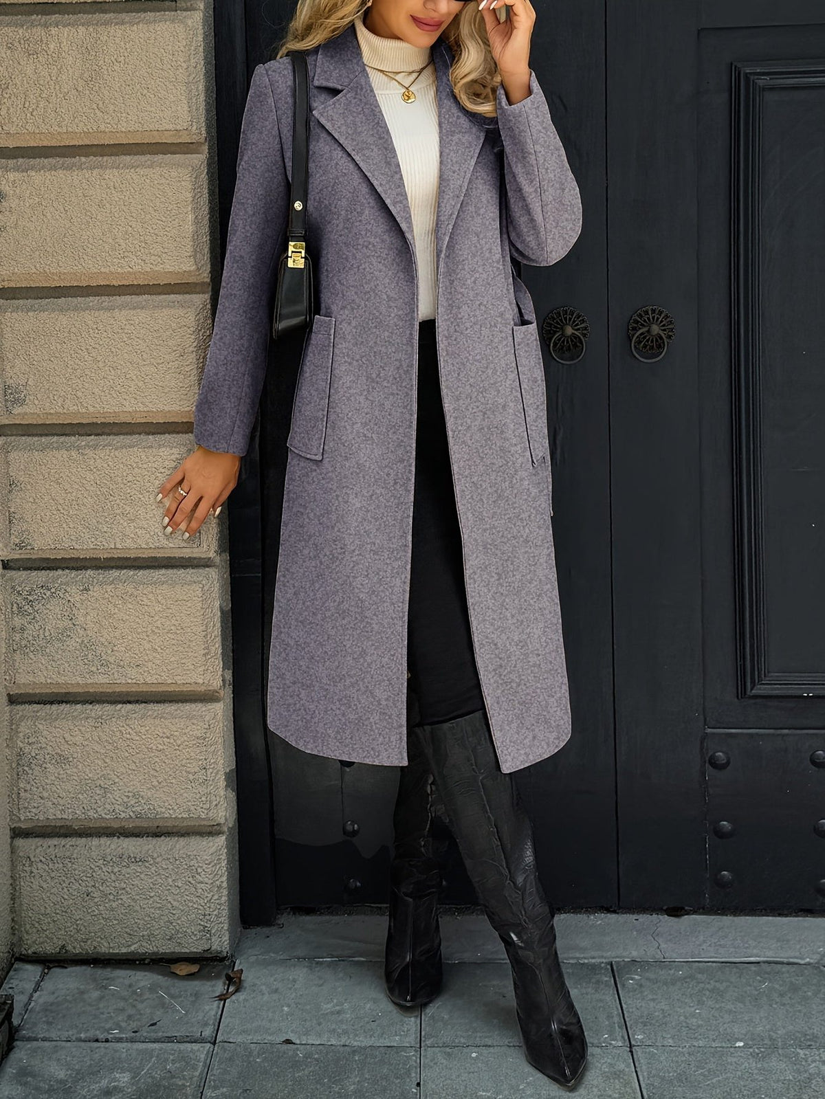 Belted Long Coat for Women - View 22